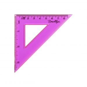Треугольник пластиковый 9 см, катет 45 градусов (розовый) 