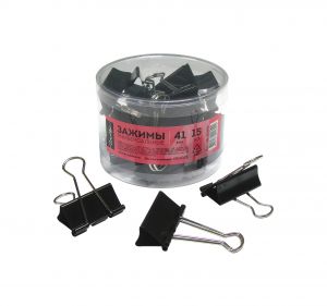 Зажимы для бумаг 41 мм 15 шт., черные