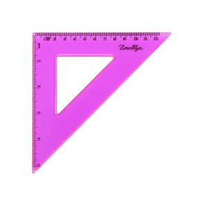 Треугольник пластиковый 14 см, катет 45 градусов (розовый)